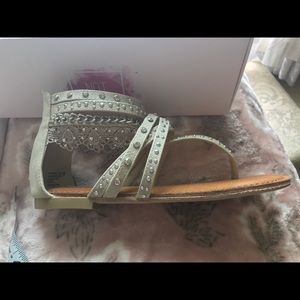 Zip back embellished sandals